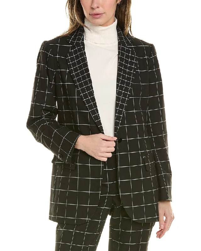 Anne Klein Notch Collar Jacket Herringbone Jacket Checkered Jacket Solid Jacket