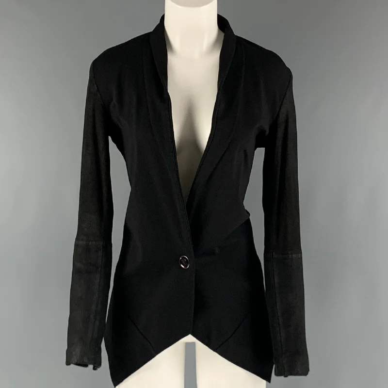 BOD & CHRISTENSEN Size S Black Rayon Blend Jacket Jersey Jacket Tulle Jacket Batik Jacket