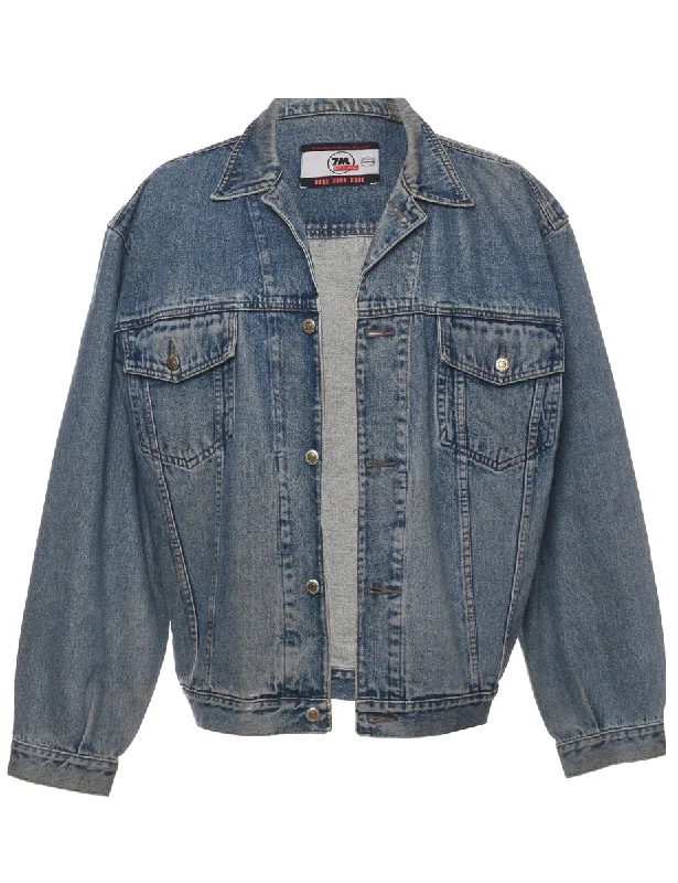 Button Front Denim Jacket - L Cotton Jacket Linen Jacket Terry Jacket