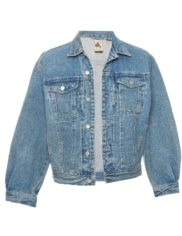 Button Front Denim Jacket - M Bomber Jacket Anorak Windbreaker