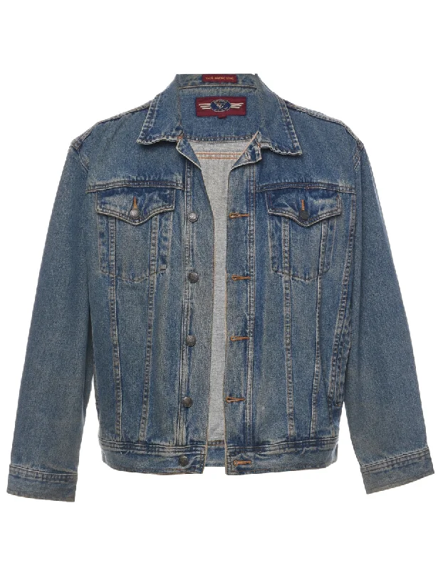 Button Front Denim Jacket - M Wool Jacket Cashmere Jacket Tweed Jacket