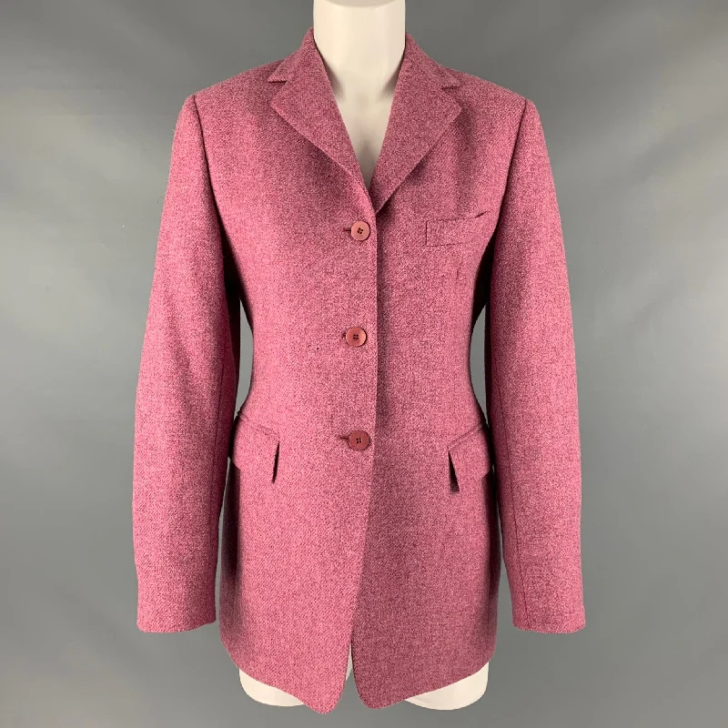 FACONNABLE Size 8 Purple Raspberry Wool Single Breasted Jacket Jacket Blazer Coat