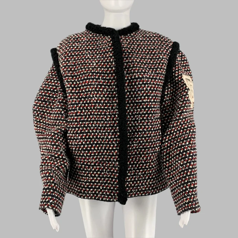 GUCCI MLB Giants Fall 2018 Size M Black Red & Silver Polyamide Embellishment Jacket Chenille Fabric Brocade Fabric Lace Fabric