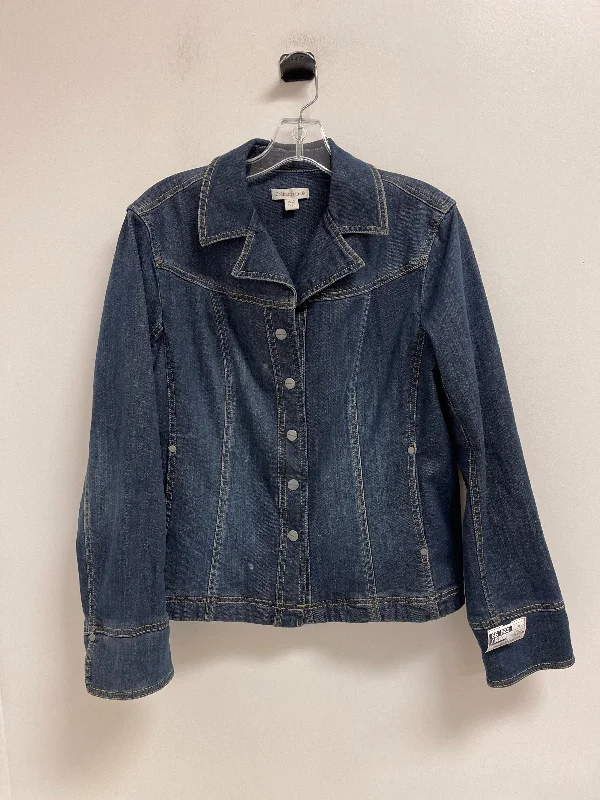 Jacket Denim By Coldwater Creek In Blue Denim, Size: 1x Zippered Jacket Buttoned Jacket Snapped Jacket