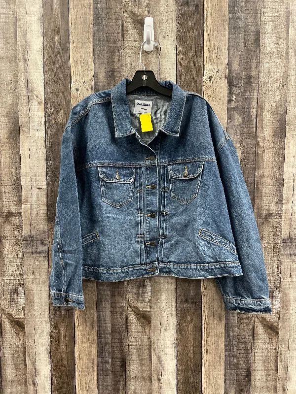 Jacket Denim By Old Navy In Blue Denim, Size: Xxl Welt Pockets Slit Pockets Flap Pockets