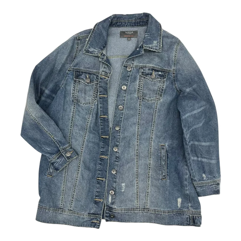 Jacket Denim By Torrid In Blue Denim, Size:2X Denim Jacket Leather Jacket Suede Jacket