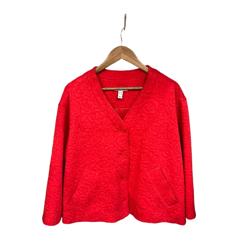 Jacket Other By Isaac Mizrahi Live Qvc In Red, Size: 1x Collared Jacket Crew Neck Jacket Turtle Neck Jacket