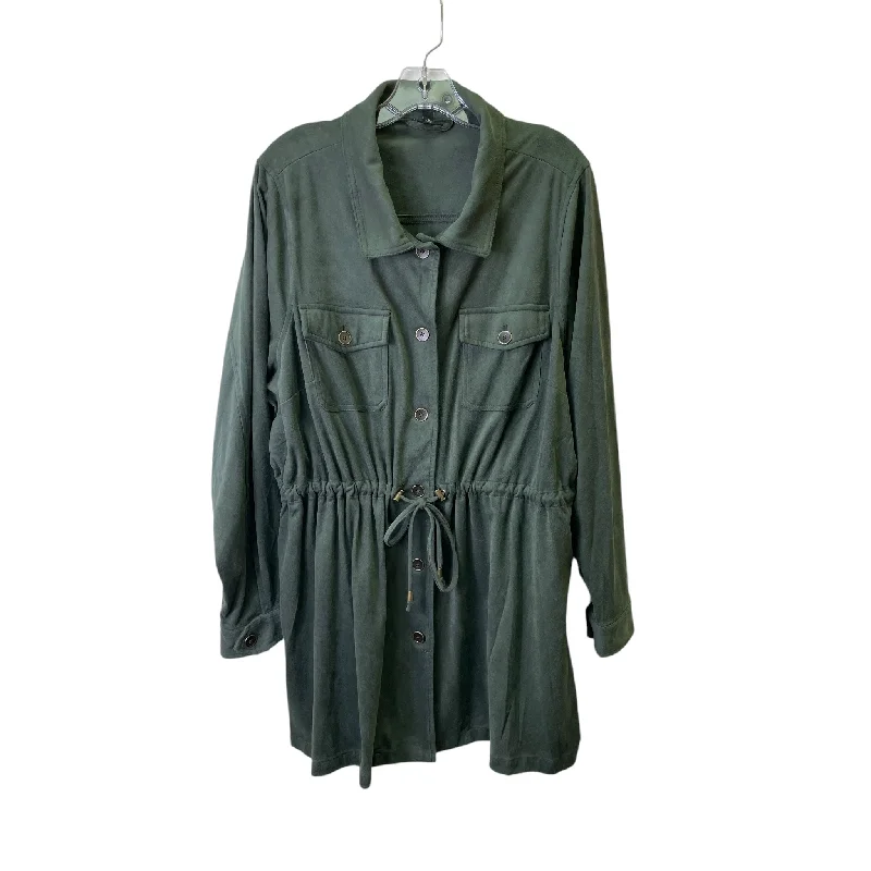 Jacket Other By Torrid In Green, Size:3X Cotton Fabric Linen Fabric Terry Fabric