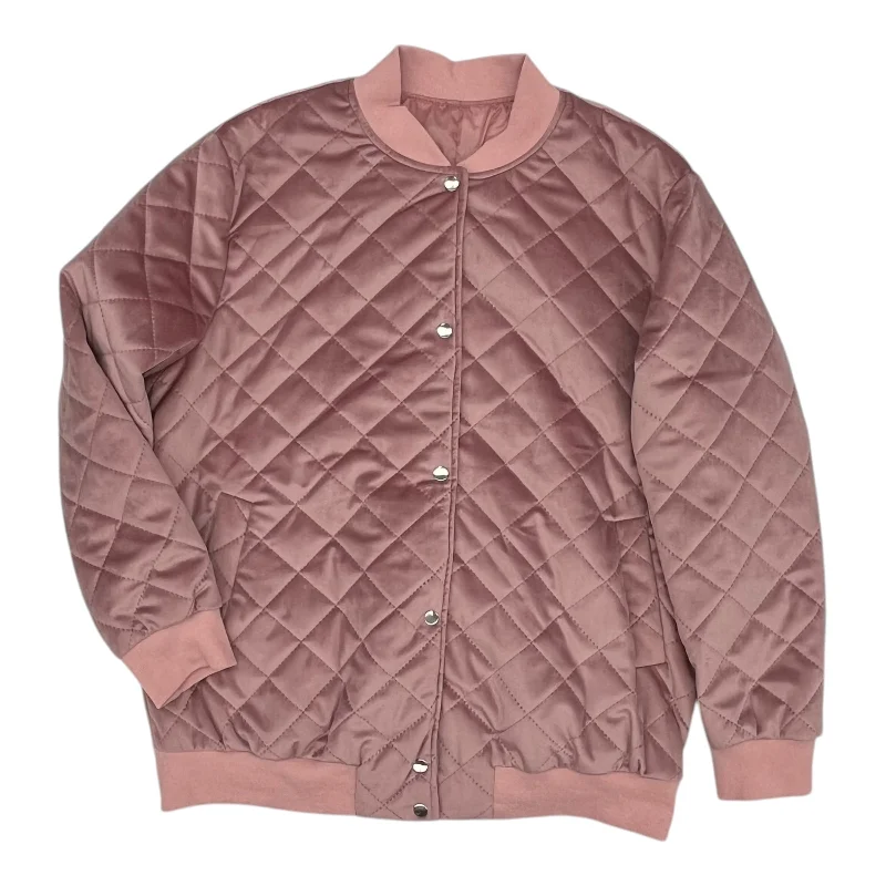 Jacket Puffer & Quilted By Cme In Pink, Size:2X Boat Neck Shawl Collar Notched Collar