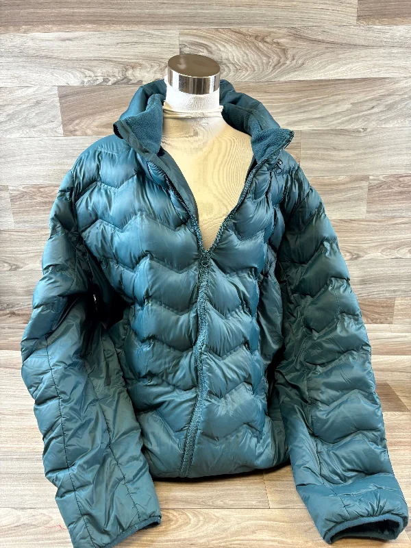 Jacket Puffer & Quilted By Time And Tru In Green, Size: 3x Zippered Front Buttoned Front Snap Front