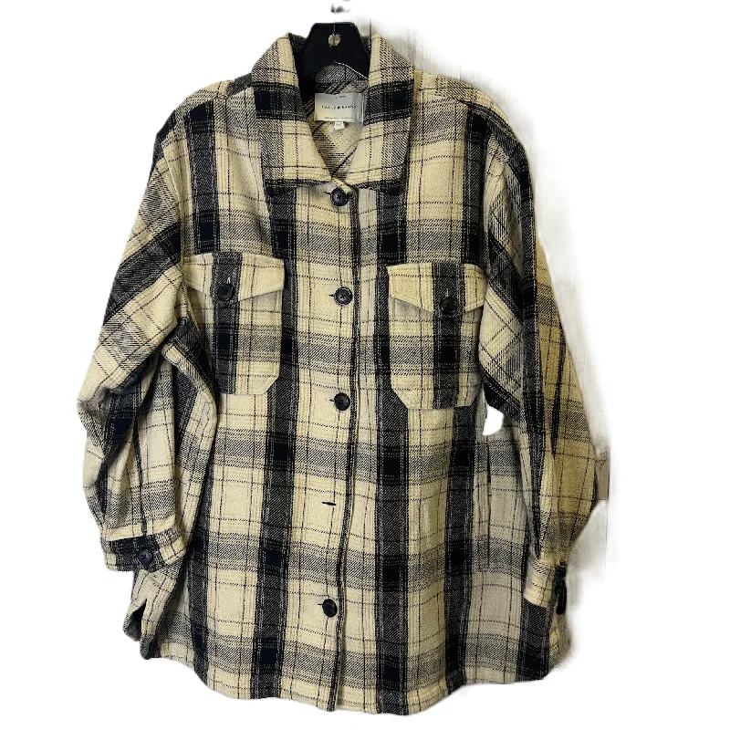 Jacket Shirt By Lucky Brand In Black & Cream, Size: Xl Nylon Jacket Polyester Jacket Spandex Jacket