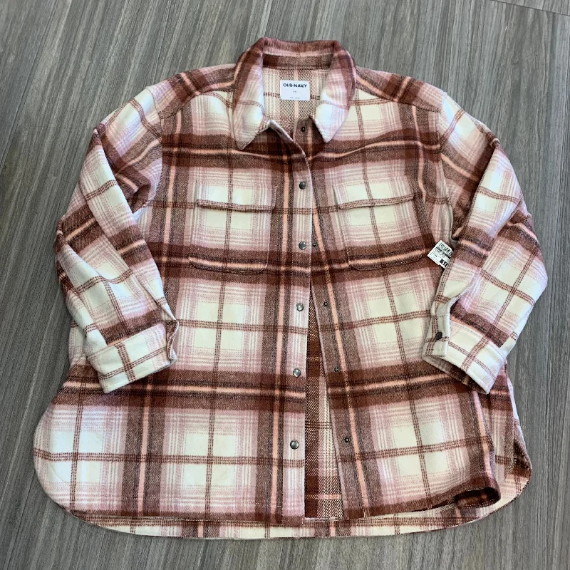 Jacket Shirt By Old Navy In Plaid Pattern, Size: 2x Oversized Jacket Tailored Jacket Straight Jacket