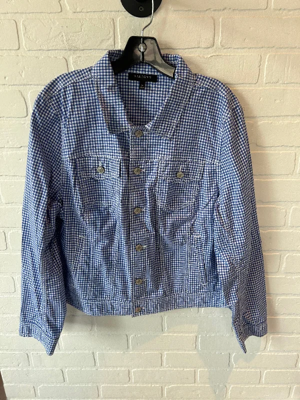 Jacket Shirt By Talbots In Blue & White, Size: Xl Knit Jacket Woven Jacket Fleece Jacket