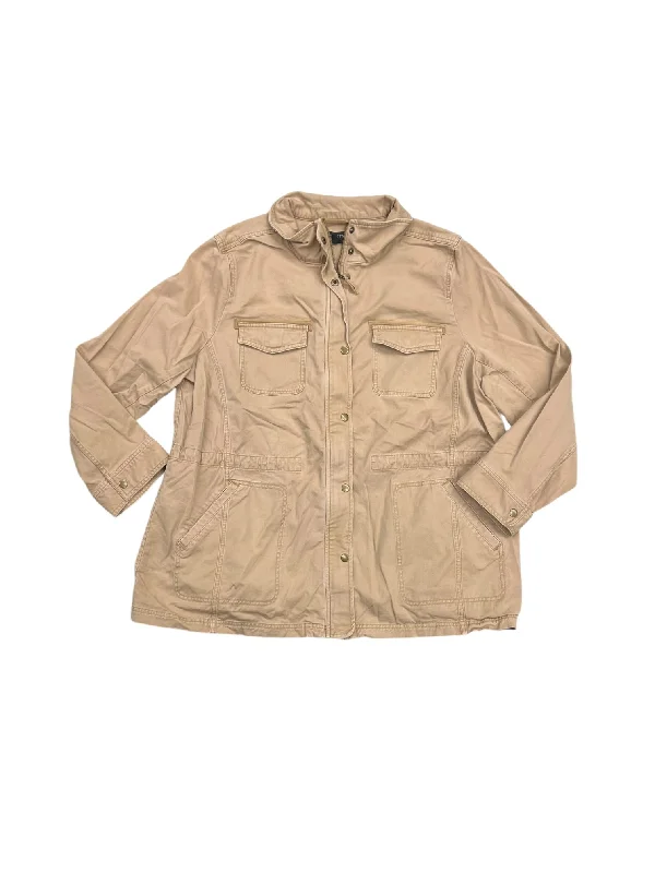 Jacket Utility By Talbots In Tan, Size: 2x Mesh Jacket Canvas Jacket Denim Jacket