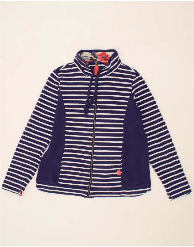 JOULES Womens Tracksuit Top Jacket UK 12 Medium  Navy Blue Striped Cotton Jacket Blazer Coat