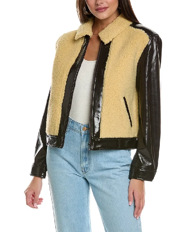 MOTHER Denim The Sidecar Jacket Faux Fur Jacket Real Fur Jacket Shearling Jacket