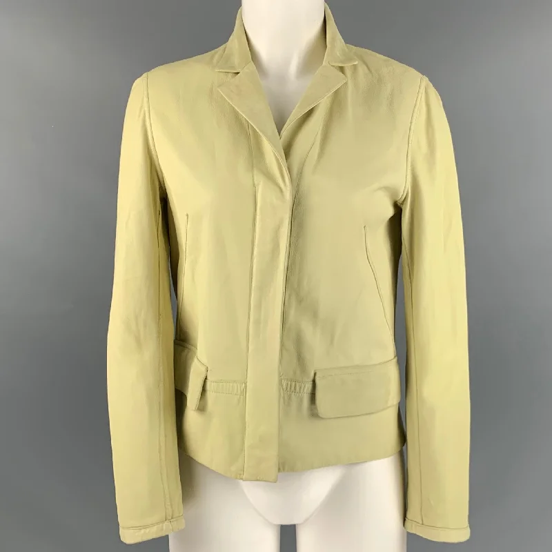 NO BRAND Size S Yellow Suede Reversible Jacket Blazer Stand-Up Collar Roll-Neck Collar Turtle Neck