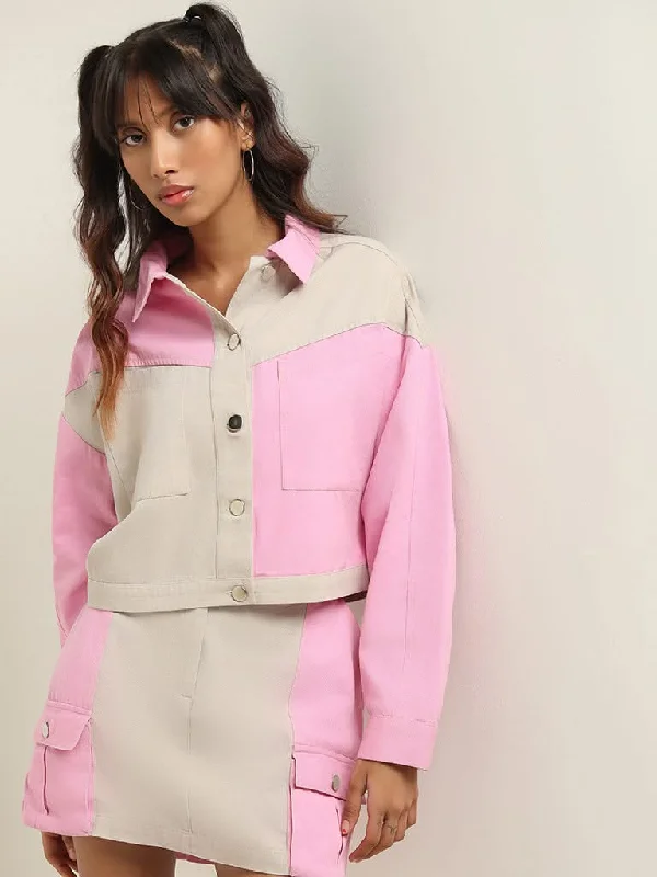 Nuon Pink Tailored Cotton Jacket Wool Jacket Cashmere Jacket Tweed Jacket