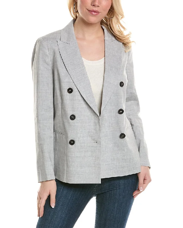 Peserico Double-Breasted Wool & Linen-Blend Jacket Lace Jacket Ribbed Jacket Sequined Jacket