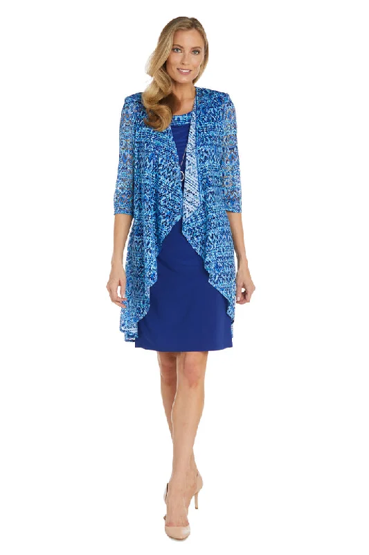 R&M Richards 1174 Short Mother of the Bride Printed Jacket Dress Insulated Jacket Fitted Jacket Loose Jacket