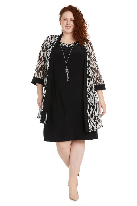 R&M Richards 1466W Short Plus Size Jacket Dress One-Shoulder Jacket Off-the-Shoulder Jacket Asymmetrical Jacket