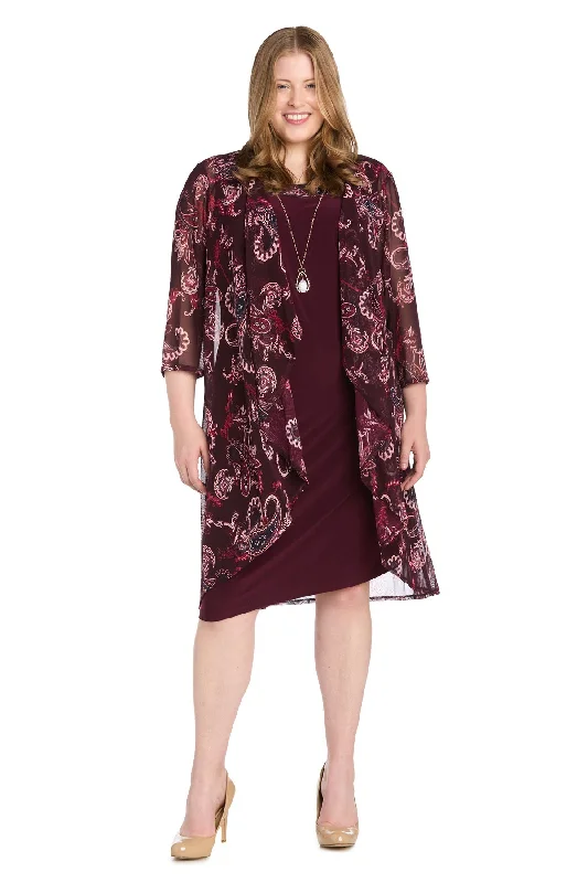 R&M Richards 1557W Fitted Short Jacket Plus Size Dress Zippered Front Buttoned Front Snap Front