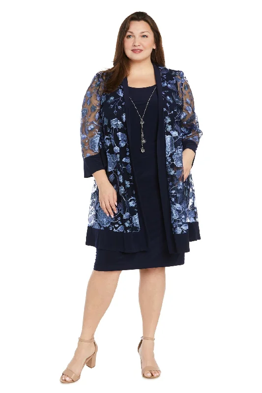 R&M Richards 1852W Short Floral Print Jacket Plus Size Dress Chenille Fabric Brocade Fabric Lace Fabric