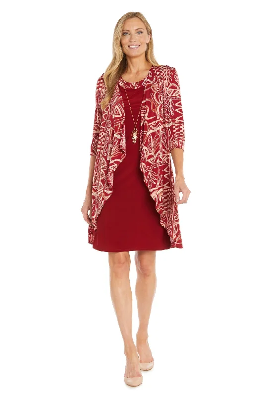 R&M Richards 3187 Short Print Mother of the Bride Jacket Dress V-Neck Jacket Boat Neck Jacket Square Neck Jacket