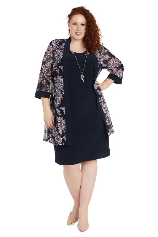 R&M Richards 9993W Plus Size Short Printed Jacket Dress Jersey Jacket Tulle Jacket Batik Jacket