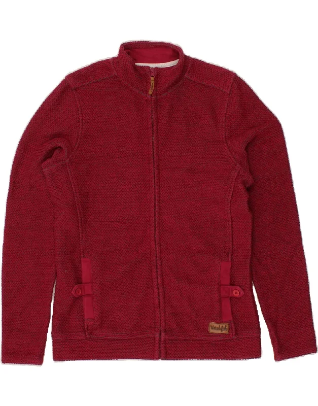 WEIRD FISH Womens Tracksuit Top Jacket UK 14 Large  Burgundy Cotton Welt Pockets Slit Pockets Flap Pockets