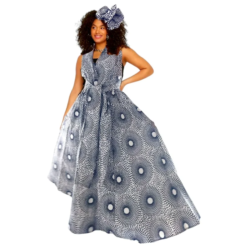 African Print Ankara Infinity Skirt with Pockets and Headwrap wool skirt breathable