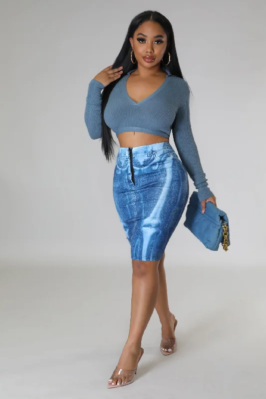 Denim Wild Skirt silk skirt sleek