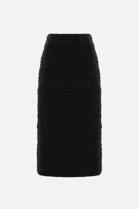 tweed pencil skirt elastic waist skirt