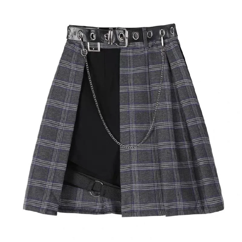 Gothic Irregular High Waist Plaid Skirt mp006149 cashmere skirt soft