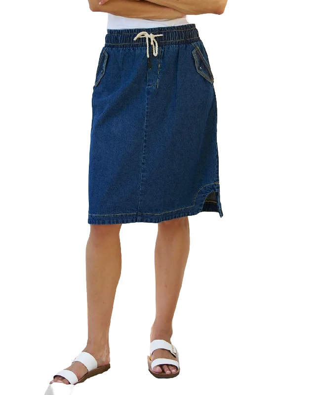 Desiree Denim Skirt - Blue Wash chiffon skirt lightweight