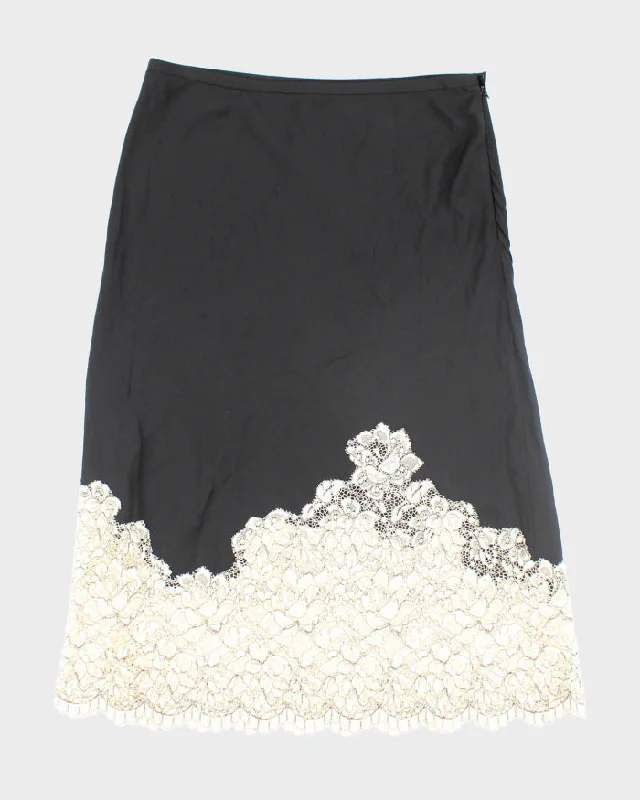 DKNY Silk Lace Skirt - S silk skirt lustrous