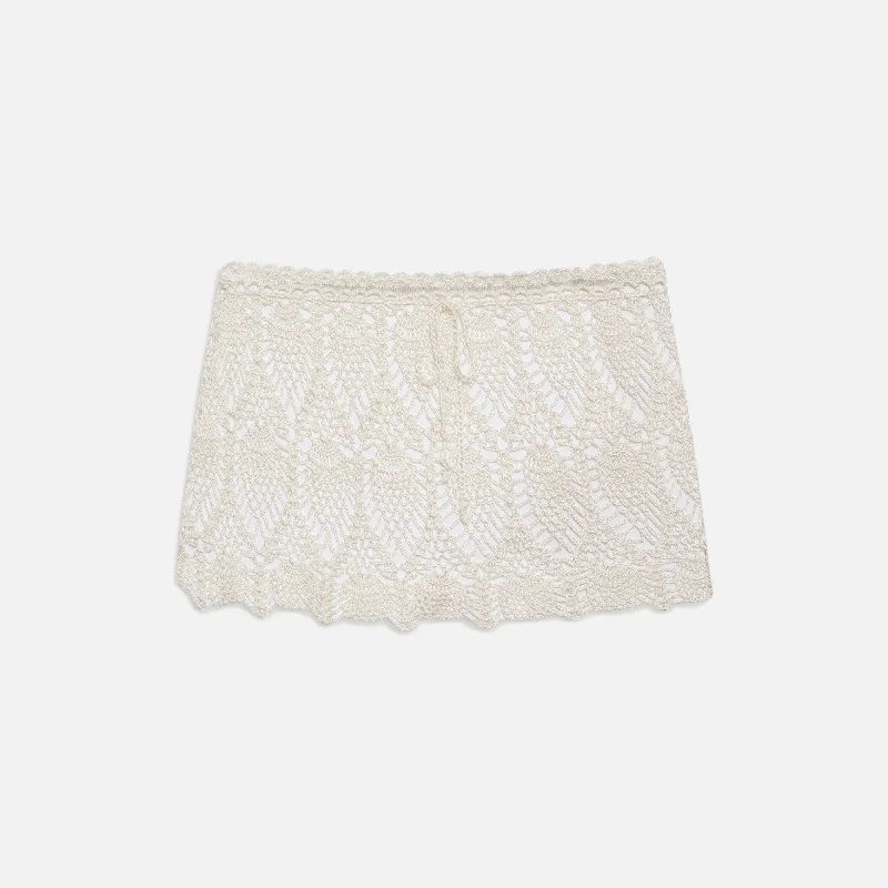 Frankies Bikinis Capri Crochet Mini Skirt - White ruffled skirt detail