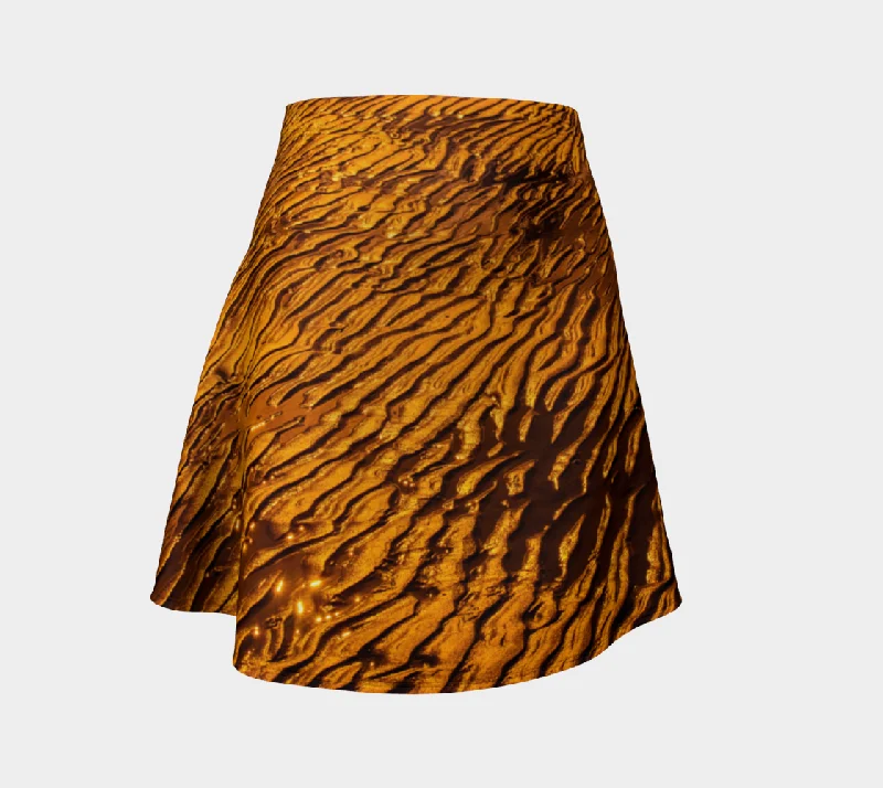 Golden Sand Flare Skirt silk skirt sleek