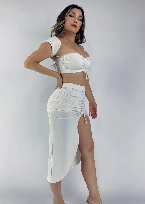 La Fitwear Skirt & Short Party Fair  White silk skirt lustrous