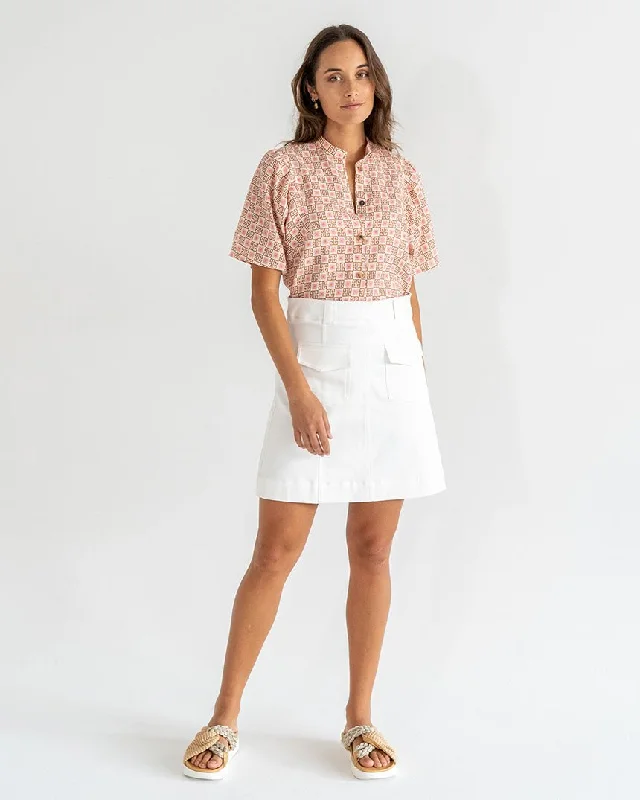 Lincoln Mini Skirt White leather skirt durable