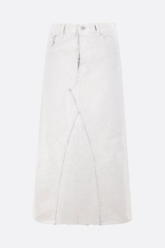 Bianchetto-treated denim long skirt linen skirt airy