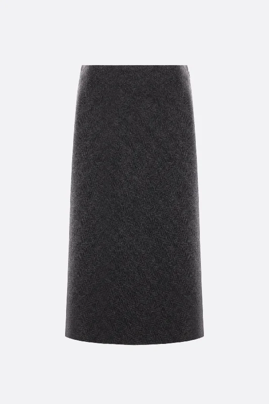 herringbone wool A-Line skirt velvet skirt plush