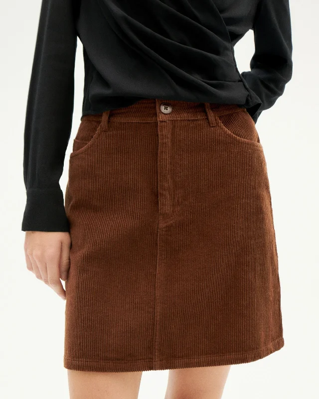 Marsha Skirt Chocolate leather skirt refined