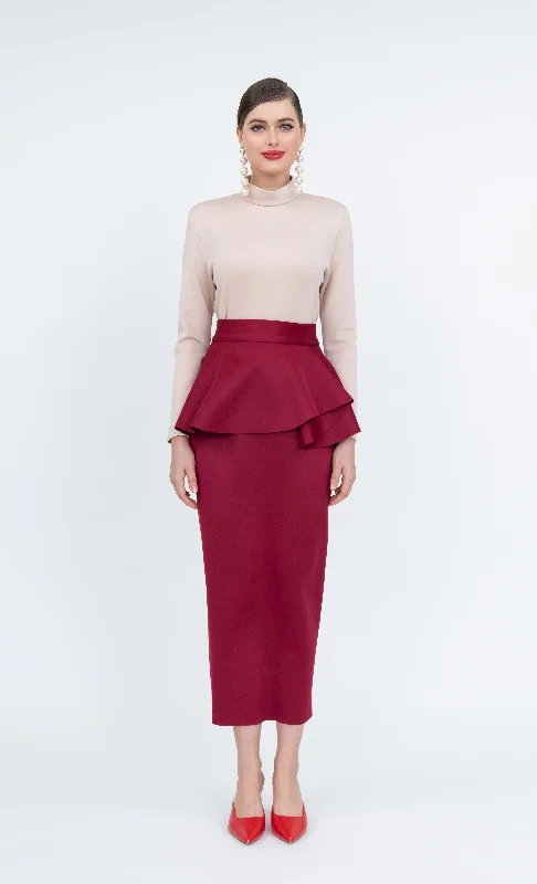 Nellie Skirt in Red Dahlia leather skirt refined