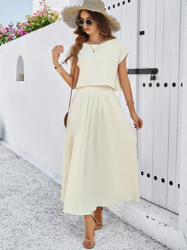 New Casual Sleeveless Top and Long Skirt Suit chiffon skirt flowing