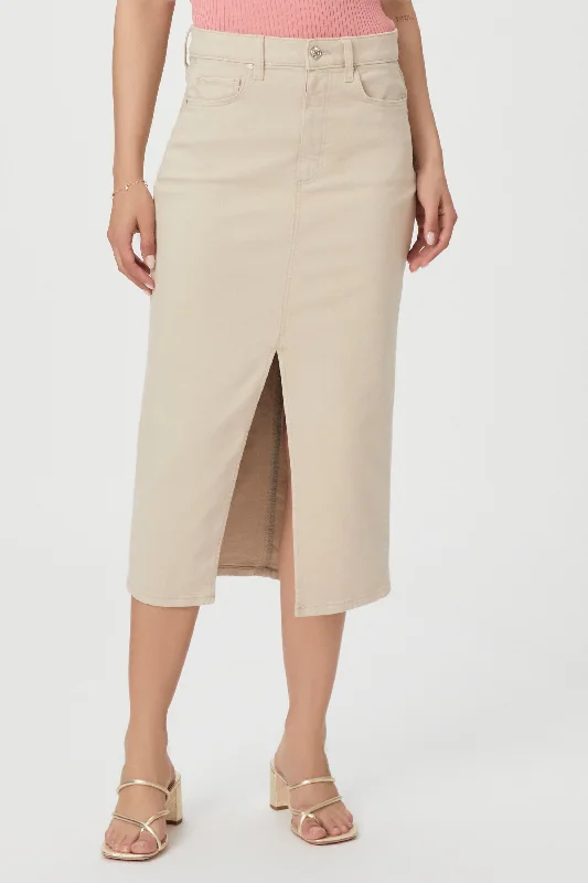 Paige Premium Denim - Angela Midi Denim Skirt in Soft Beige chiffon skirt airy