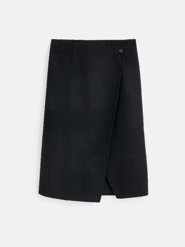 Parker Midi Skirt In Double Face Wool breathable skirt fabric