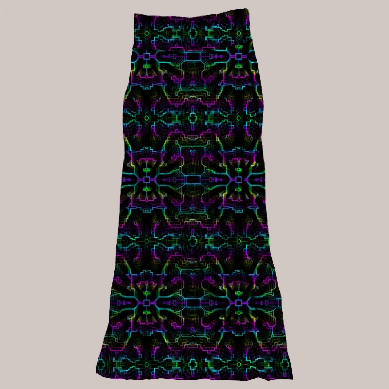 Psychedelic Skirt (UV/RGB, Eco-Friendly, Womens) | TECHNO SHAMANIC RGB wool skirt warm