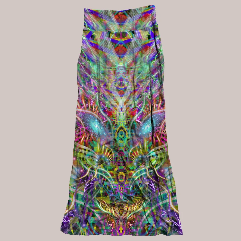 Psychedelic Skirt (UV/RGB, Eco-Friendly, Womens) | DRACOMETHYLTRYPTAMINE corduroy skirt cozy