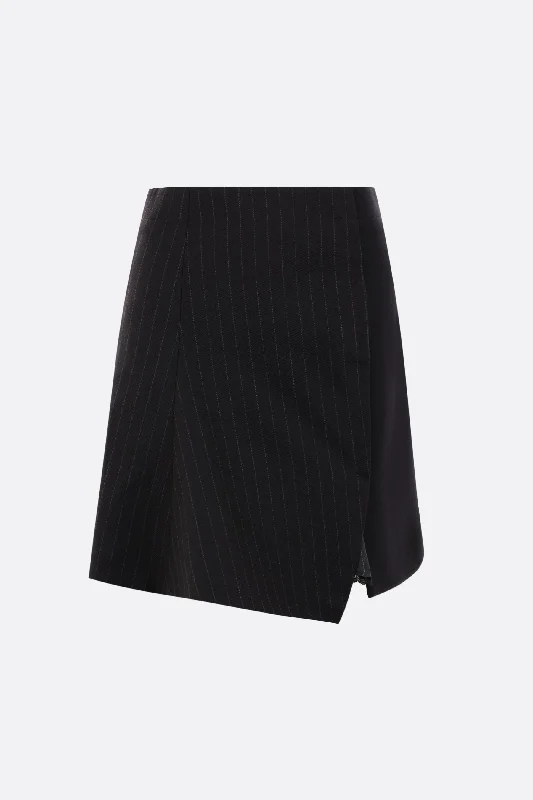 pinstriped wool asymmetric miniskirt asymmetrical skirt cut